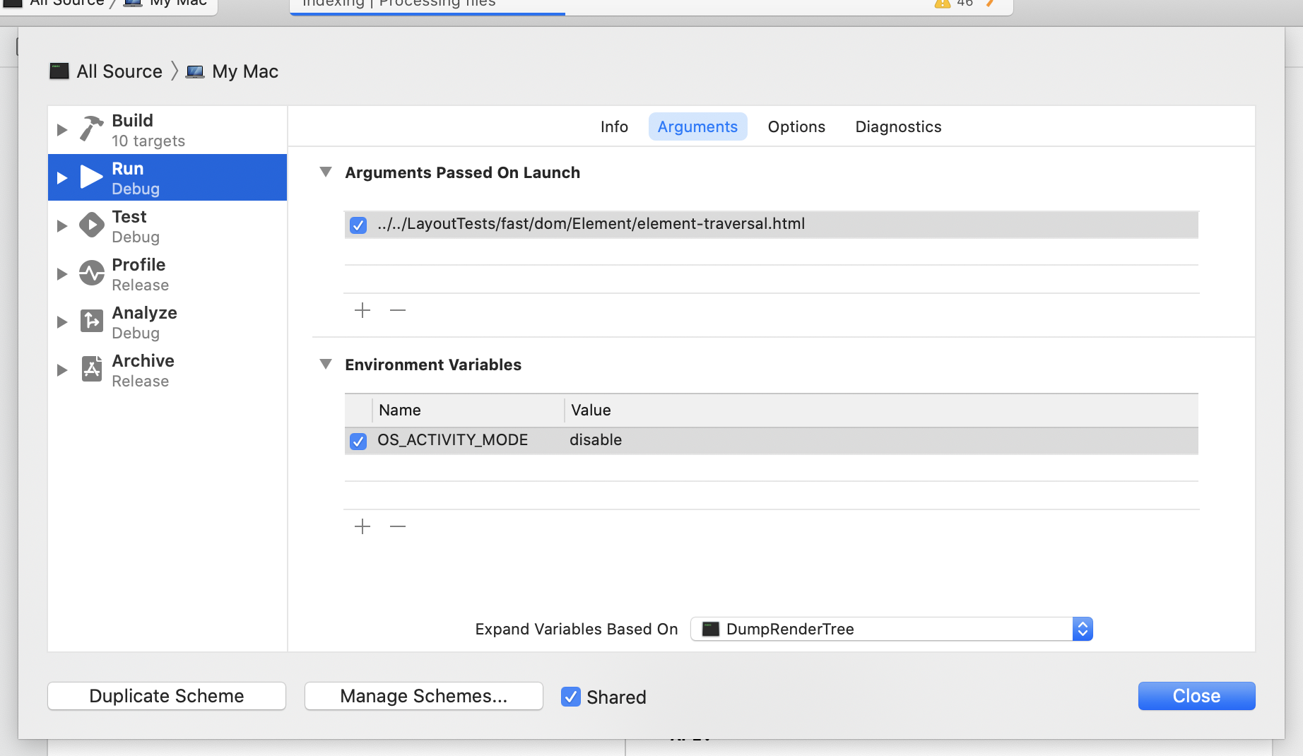 Xcode 在 DumpRenderTree 参数中指定布局测试的截图